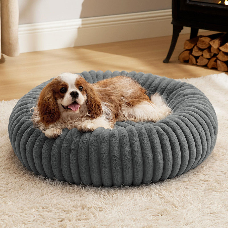 High-Grammage Plush Pet Bed Warm Soft Round Cushion Mat