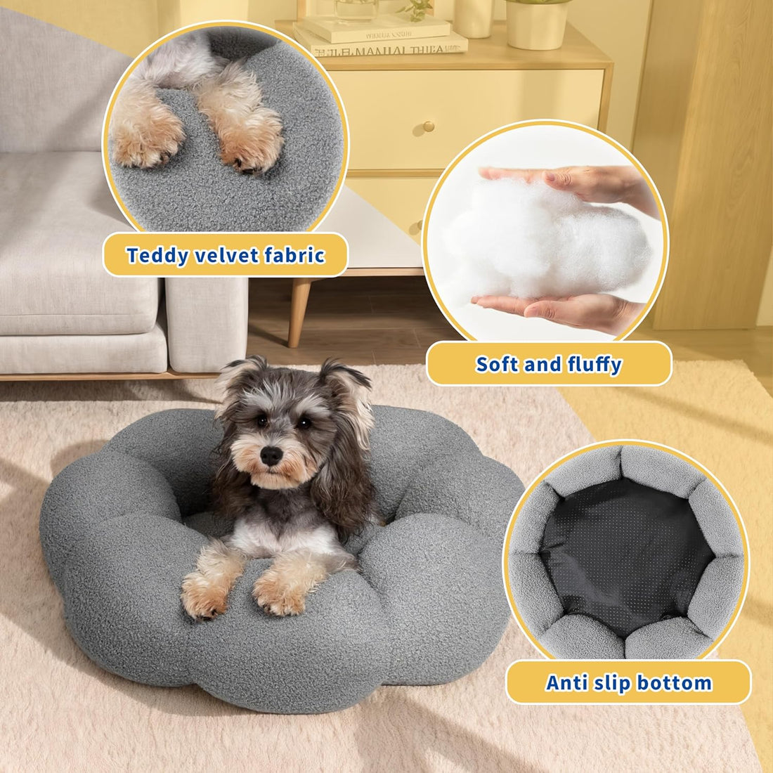 Fluffy Round Plush Pet Calming Bed Non-Slip
