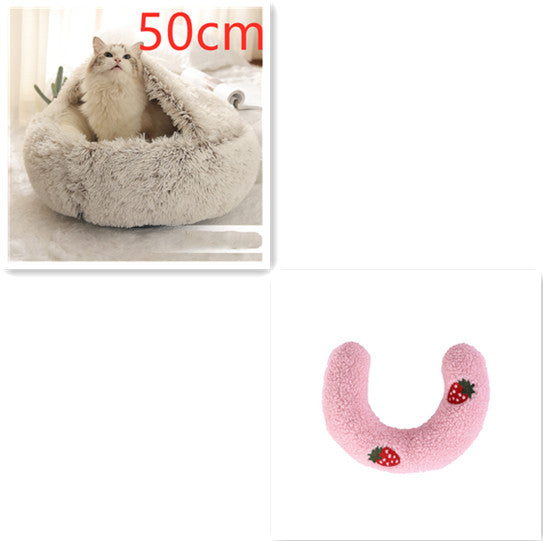 2-in-1 Round Plush Pet Winter Bed Soft Warm