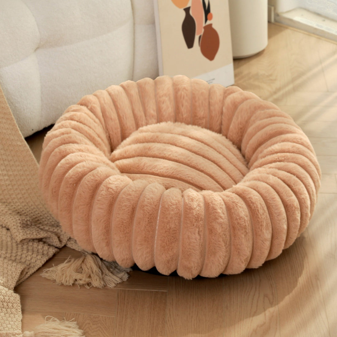 Plush Round Pet Nest Warm Winter Bed