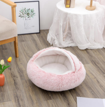 2-in-1 Round Plush Pet Winter Bed Soft Warm