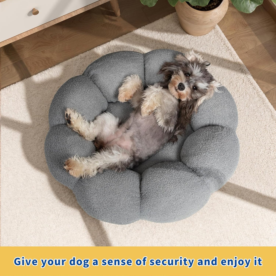 Fluffy Round Plush Pet Calming Bed Non-Slip
