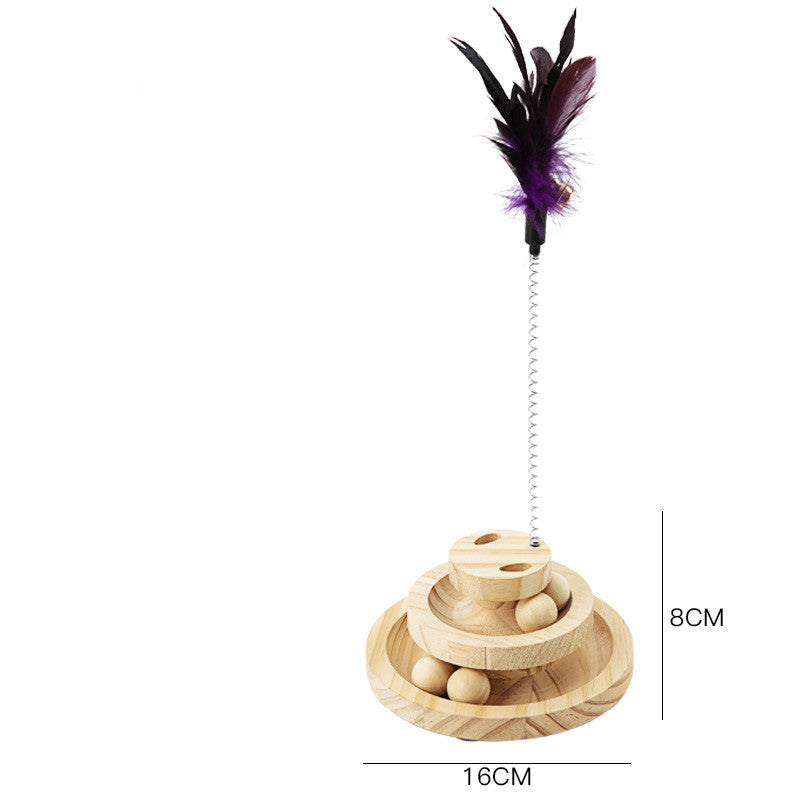 Solid Wood Pet Cat Turntable Bite-Resistant Toy