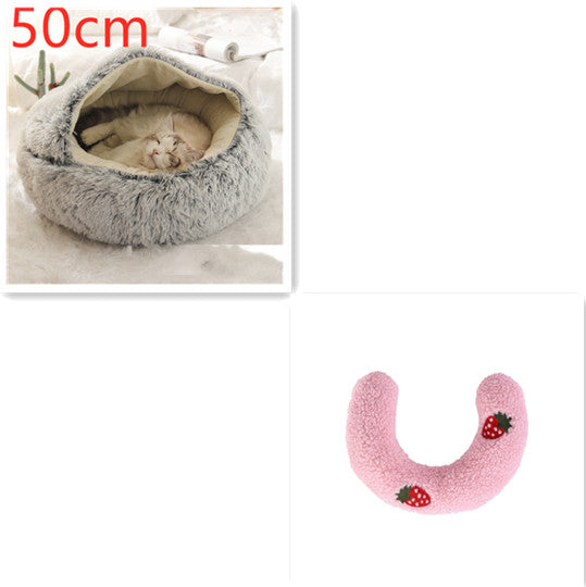 2-in-1 Round Plush Pet Winter Bed Soft Warm