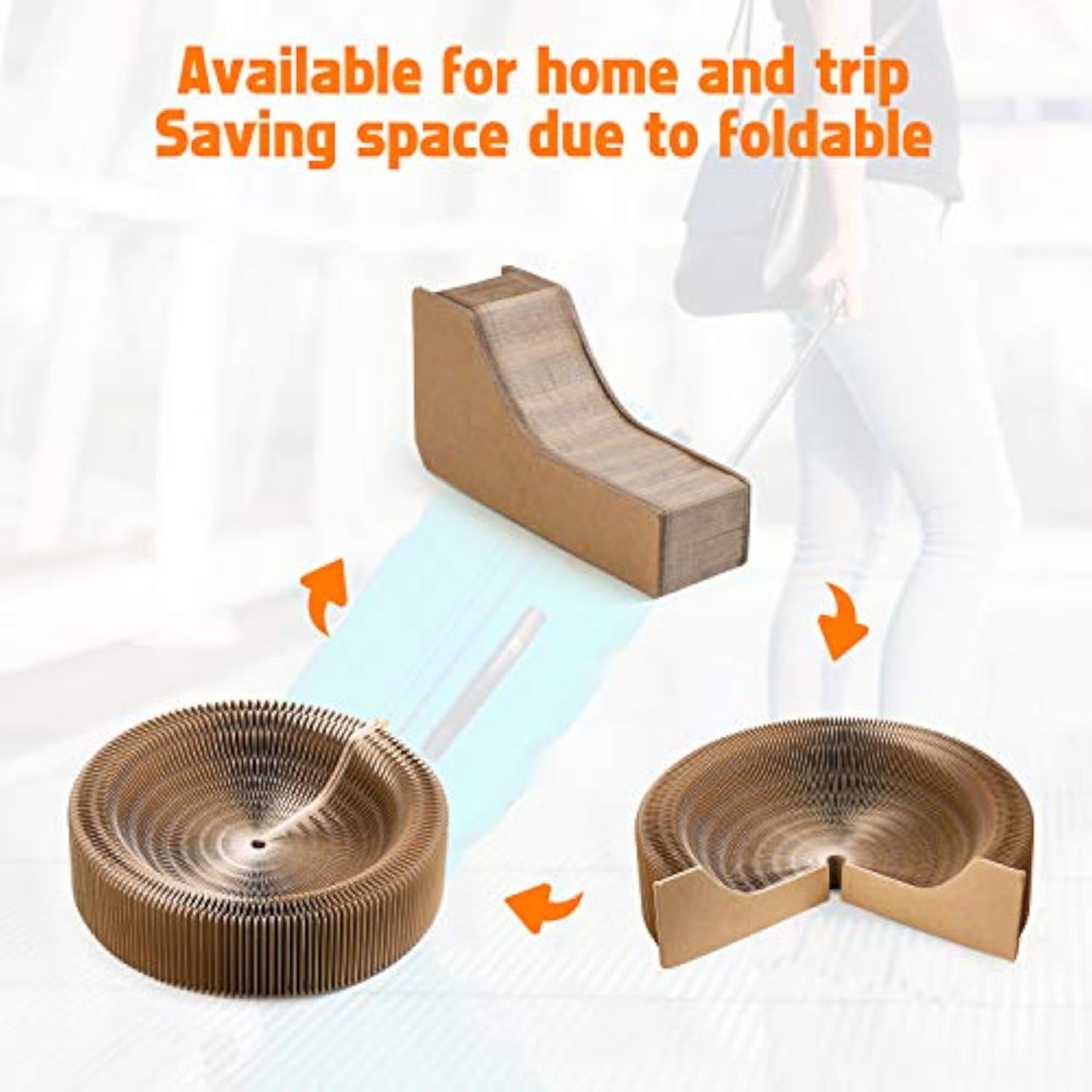 Collapsible Round Cat Scratcher Lounge Bed Indoor Pet