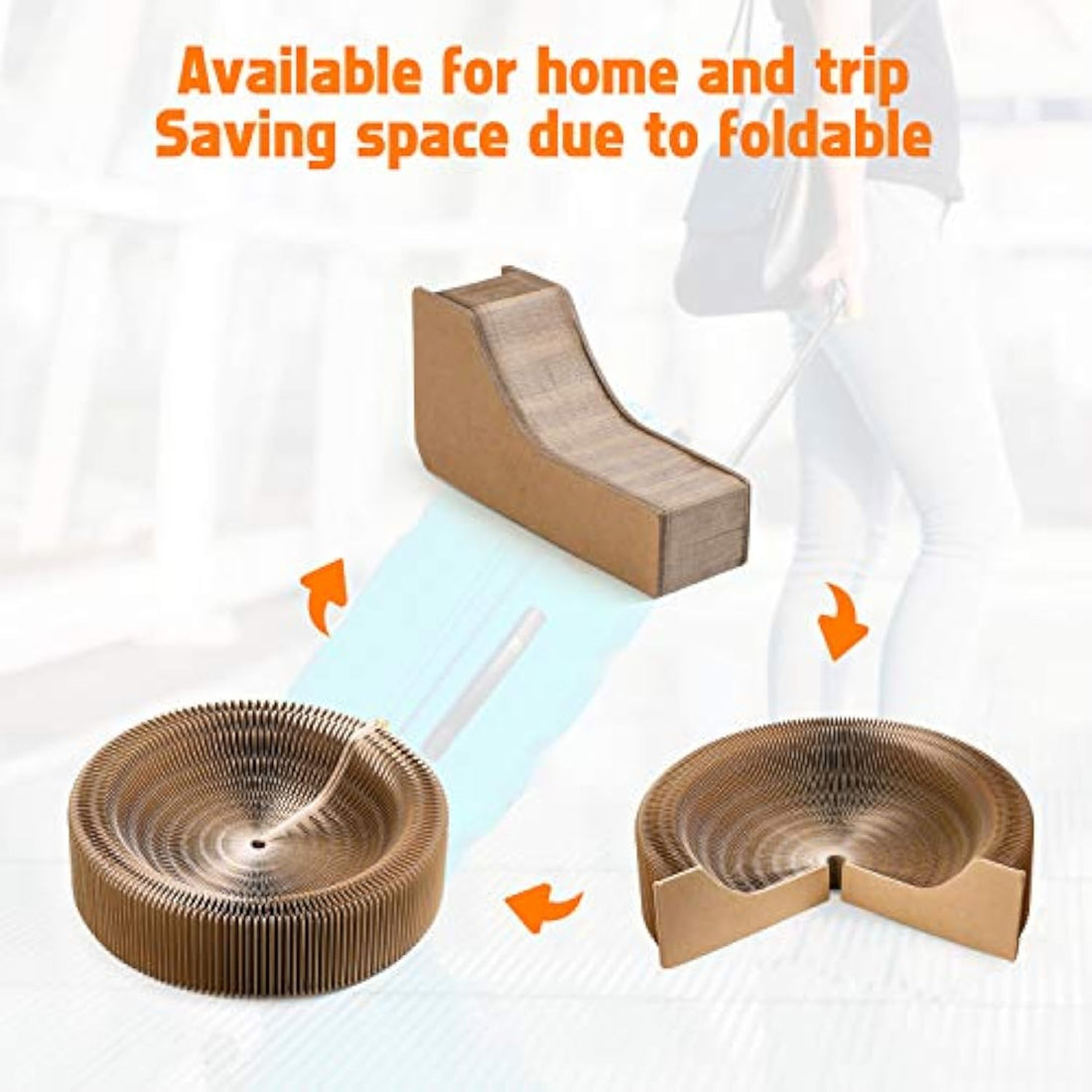 Collapsible Round Cat Scratcher Lounge Bed Indoor Pet