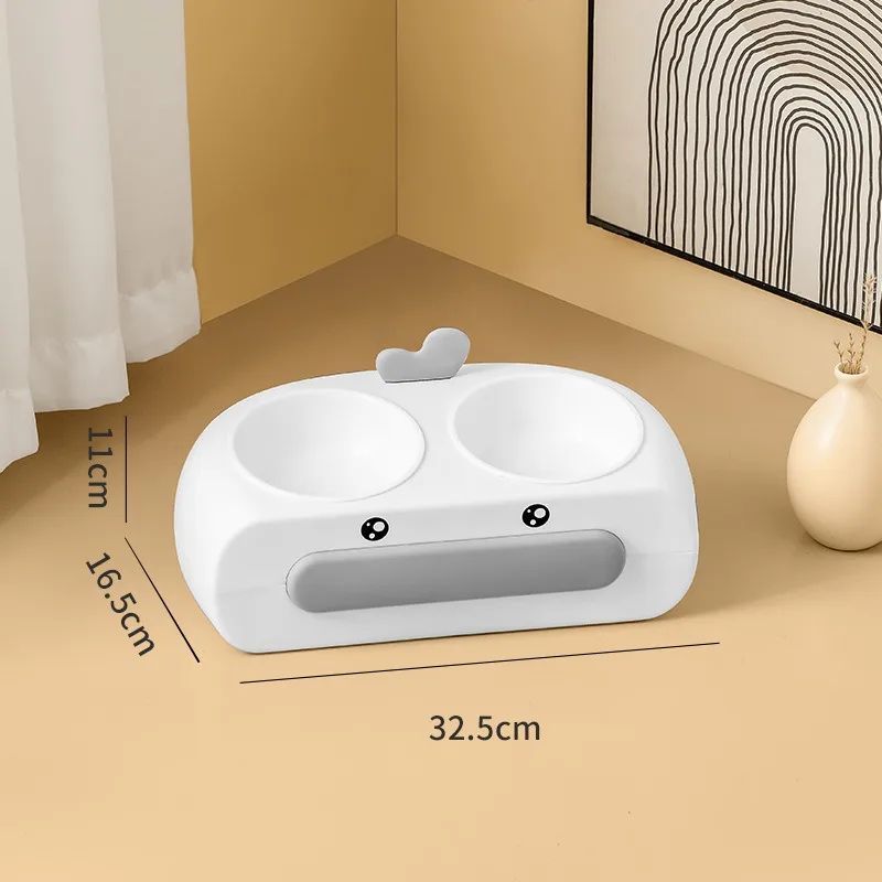 Duck-Shaped Double Pet Bowl Plastic Food And Water Feeder