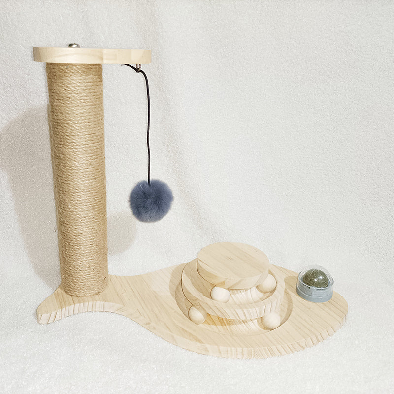 Solid Wood Pet Cat Turntable Bite-Resistant Toy
