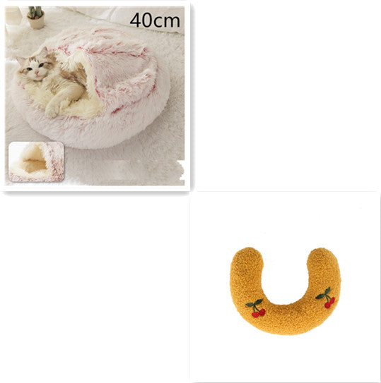 2-in-1 Round Plush Pet Winter Bed Soft Warm