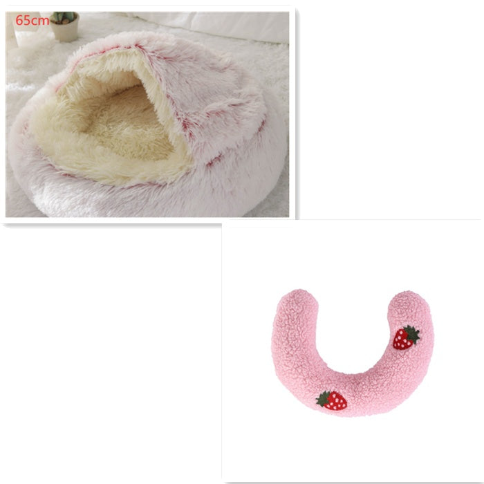 2-in-1 Round Plush Pet Winter Bed Soft Warm