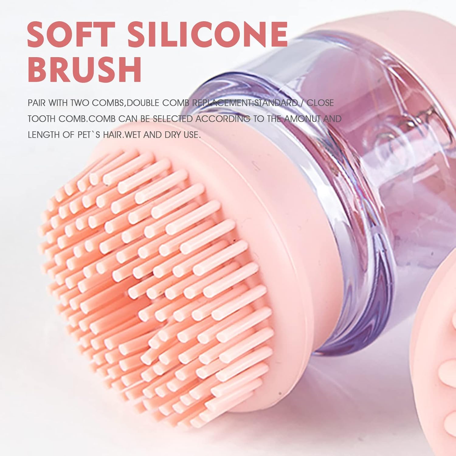Pet Bath Grooming Brush With Dual Silicone Massage Heads