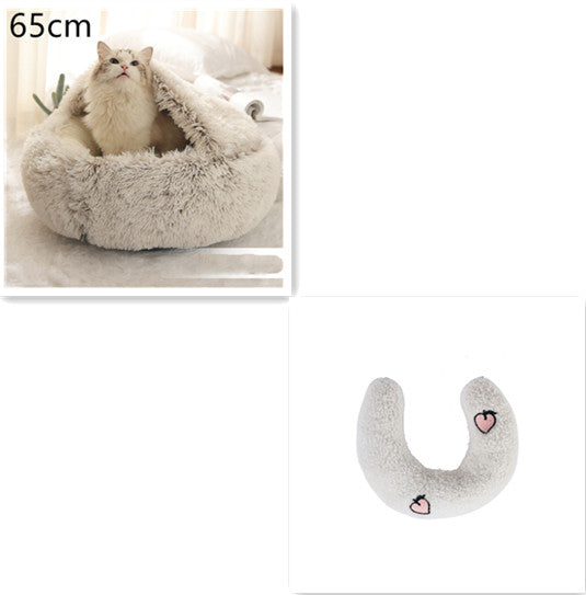 2-in-1 Round Plush Pet Winter Bed Soft Warm