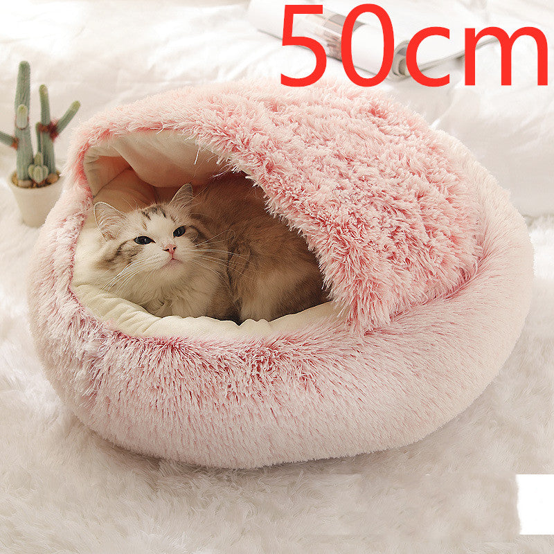 2-in-1 Round Plush Pet Winter Bed Soft Warm