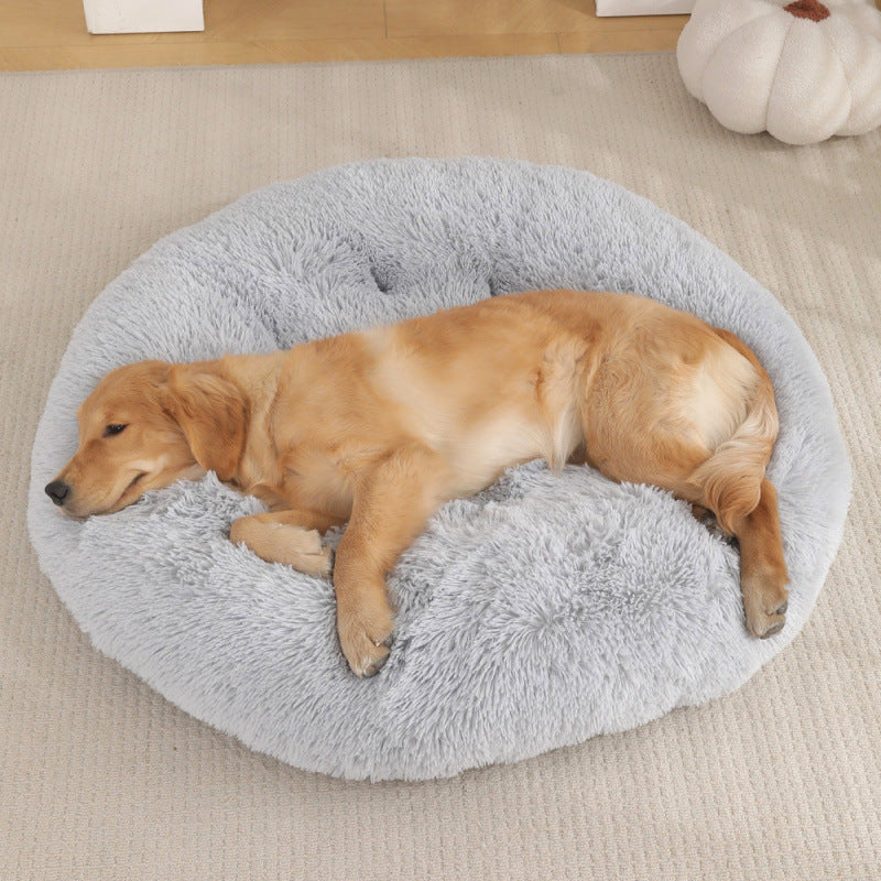Round Plush Pet Bed Warm Sleep Mat