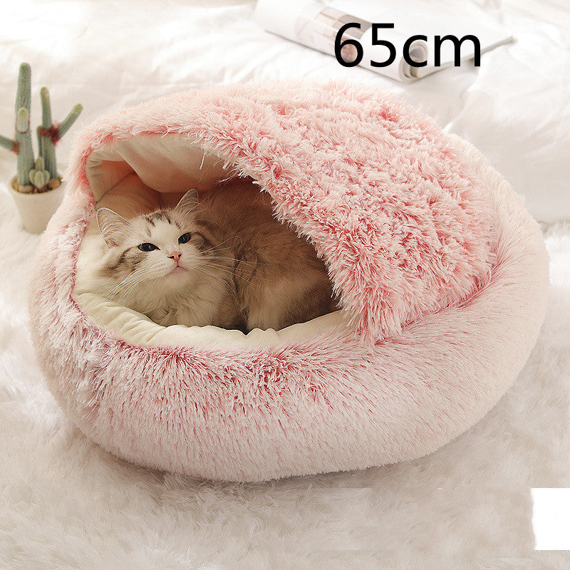 2-in-1 Round Plush Pet Winter Bed Soft Warm