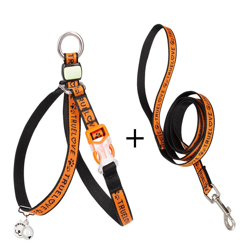 Adjustable Pet Harness Vest With Bell And Leash