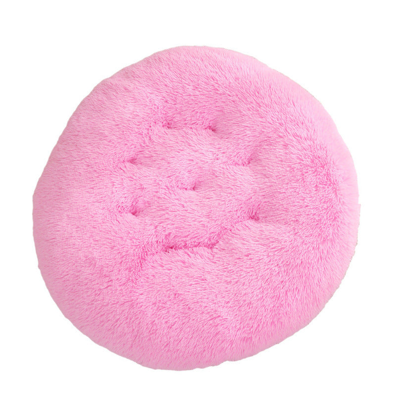 Round Plush Pet Bed Warm Sleep Mat