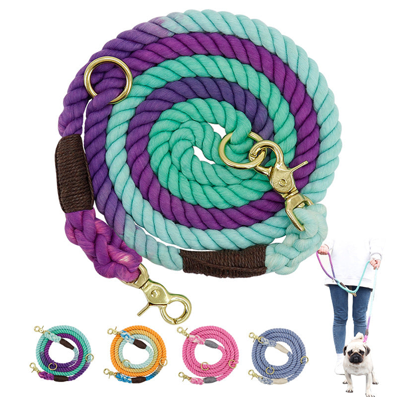 Multi-Color Cotton Pet Long Leash Adjustable Lead