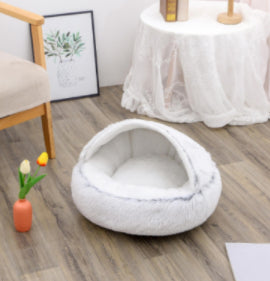 2-in-1 Round Plush Pet Winter Bed Soft Warm