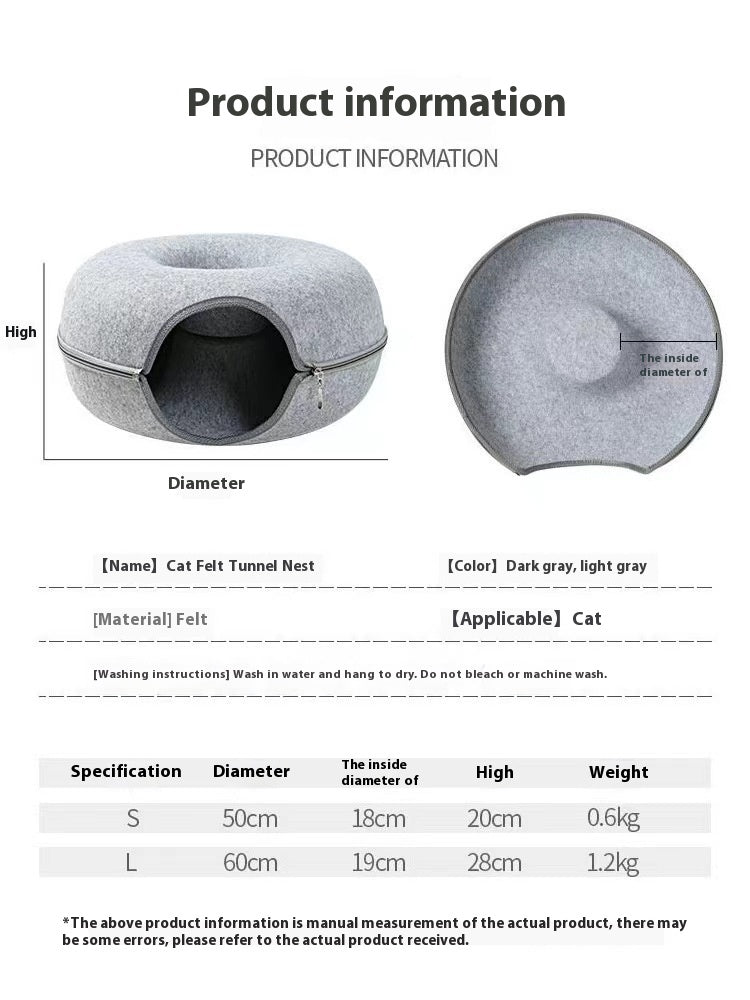 Comfortable Round Plush Pet Tunnel Bed