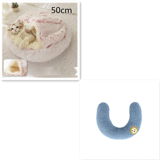 2-in-1 Round Plush Pet Winter Bed Soft Warm