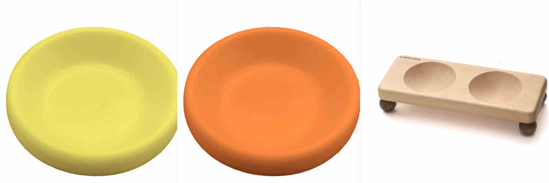 Solid Wood Base Ceramic Pet Feeding Bowl