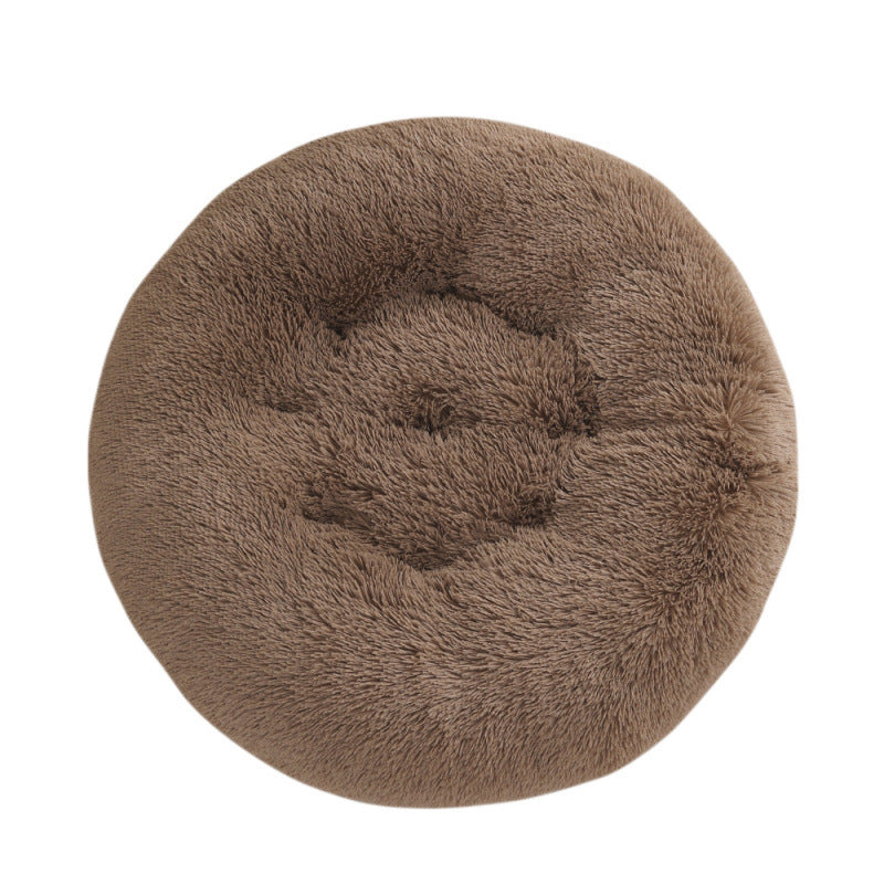 Round Plush Pet Bed Warm Sleep Mat