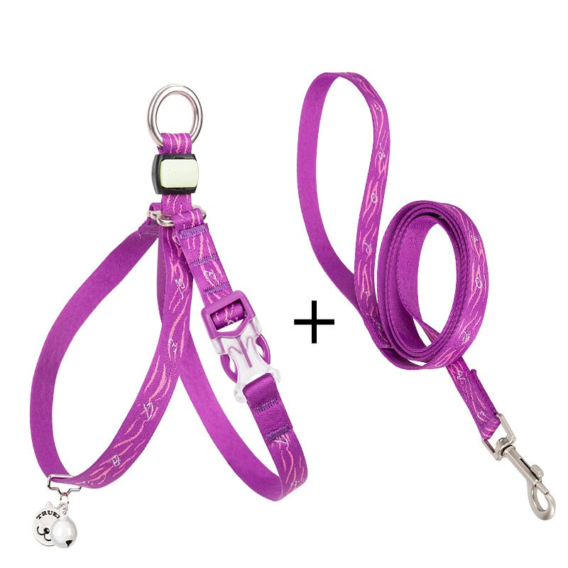 Adjustable Pet Harness Vest With Bell And Leash