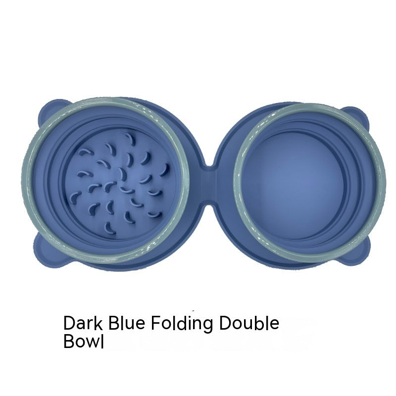 Portable Foldable Pet Silicone Double Feeding Bowl Non-Slip