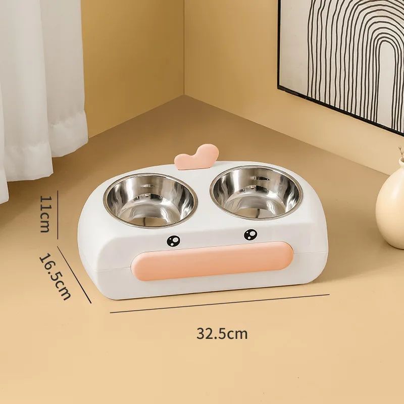 Duck-Shaped Double Pet Bowl Plastic Food And Water Feeder