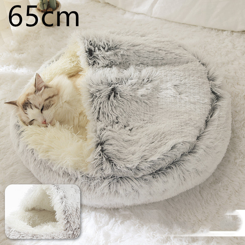 2-in-1 Round Plush Pet Winter Bed Soft Warm