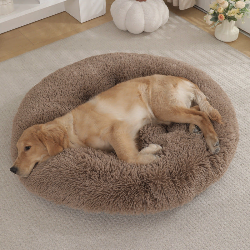 Round Plush Pet Bed Warm Sleep Mat