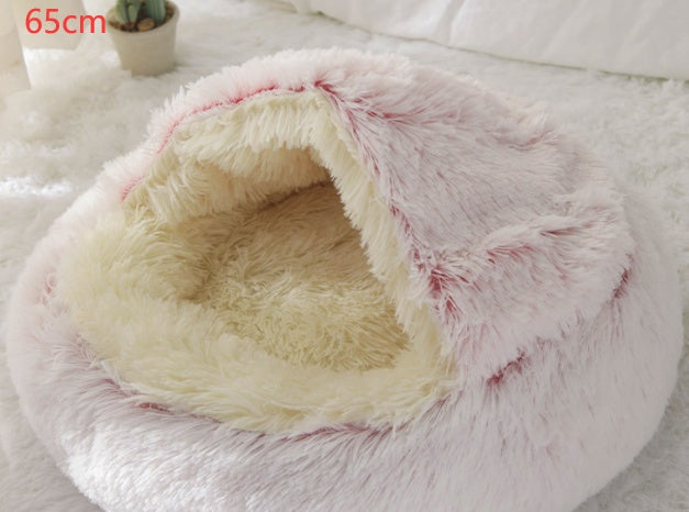 2-in-1 Round Plush Pet Winter Bed Soft Warm
