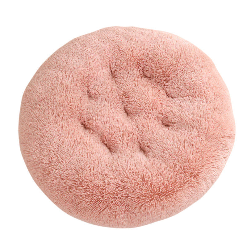 Round Plush Pet Bed Warm Sleep Mat