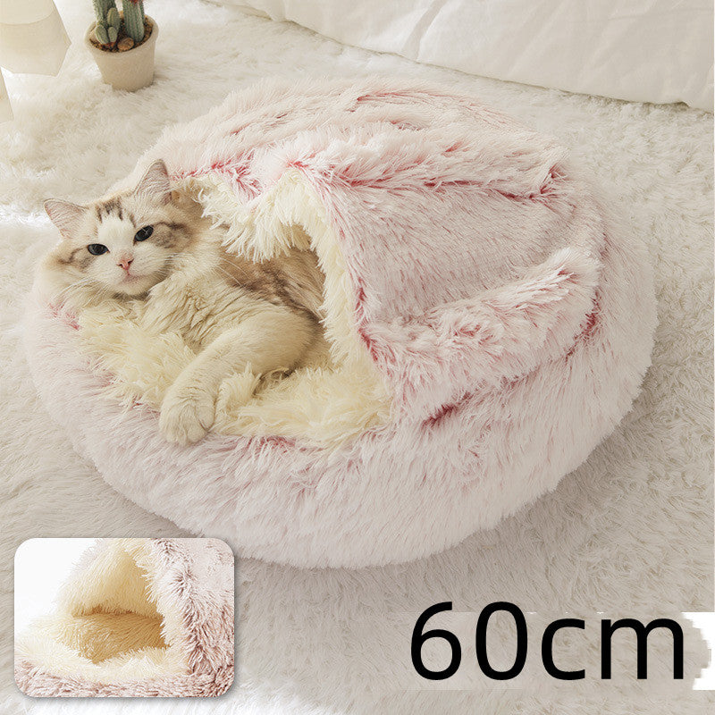 2-in-1 Round Plush Pet Winter Bed Soft Warm