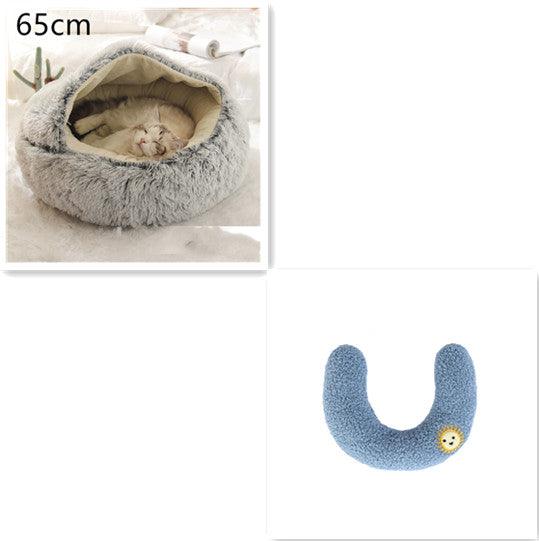 2-in-1 Round Plush Pet Winter Bed Soft Warm