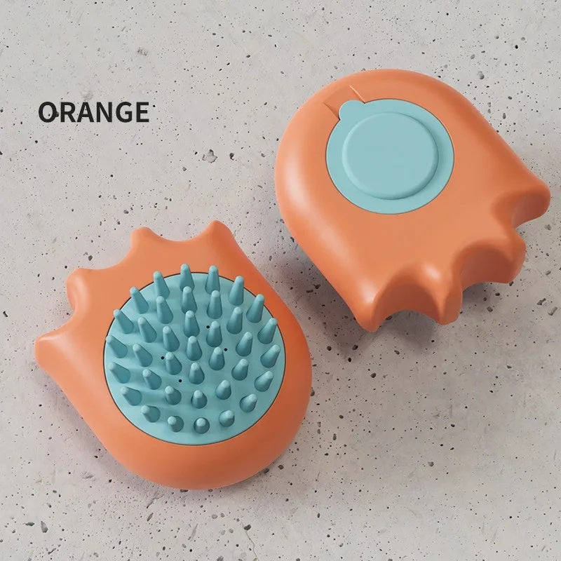 Pet Bath and Massage Grooming Brush With Shampoo Holder