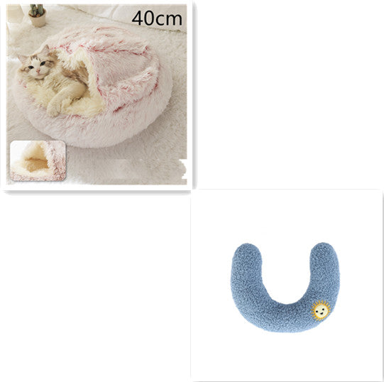 2-in-1 Round Plush Pet Winter Bed Soft Warm