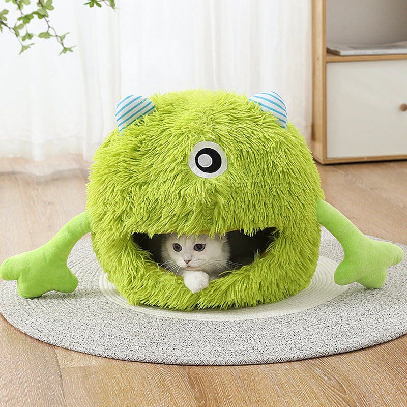 Fluffy Round Calming Pet Bed Non-Slip Plush