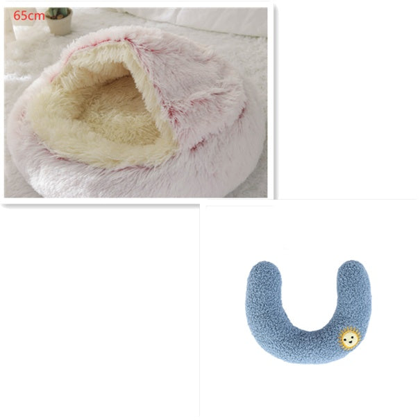 2-in-1 Round Plush Pet Winter Bed Soft Warm