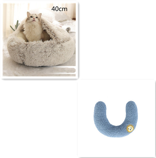 2-in-1 Round Plush Pet Winter Bed Soft Warm