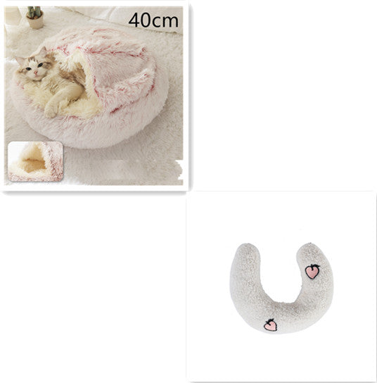 2-in-1 Round Plush Pet Winter Bed Soft Warm