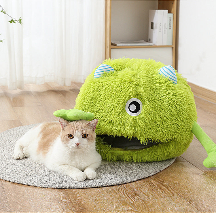 Fluffy Round Calming Pet Bed Non-Slip Plush