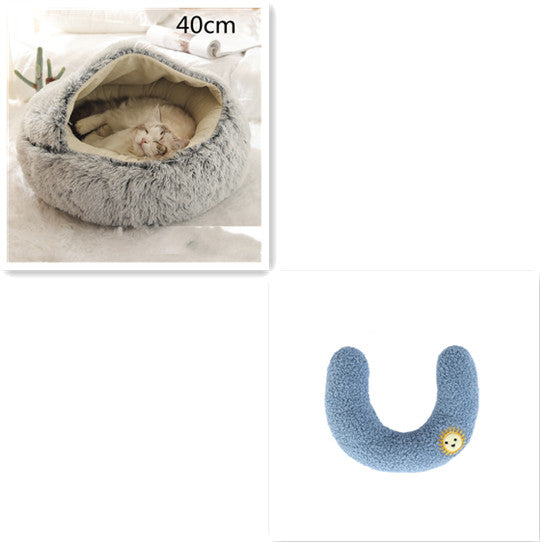 2-in-1 Round Plush Pet Winter Bed Soft Warm