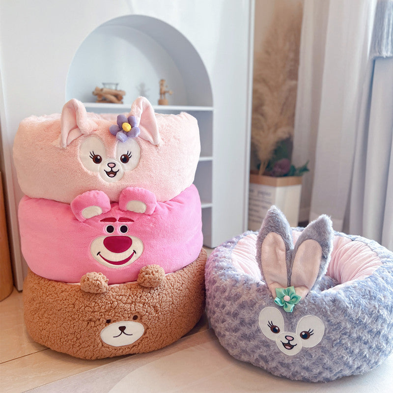 Cartoon Plush Pet Nest Round Cushion Four Seasons