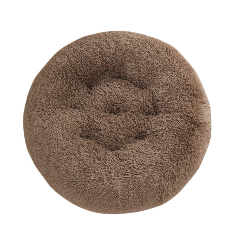 Round Plush Pet Bed Warm Sleep Mat