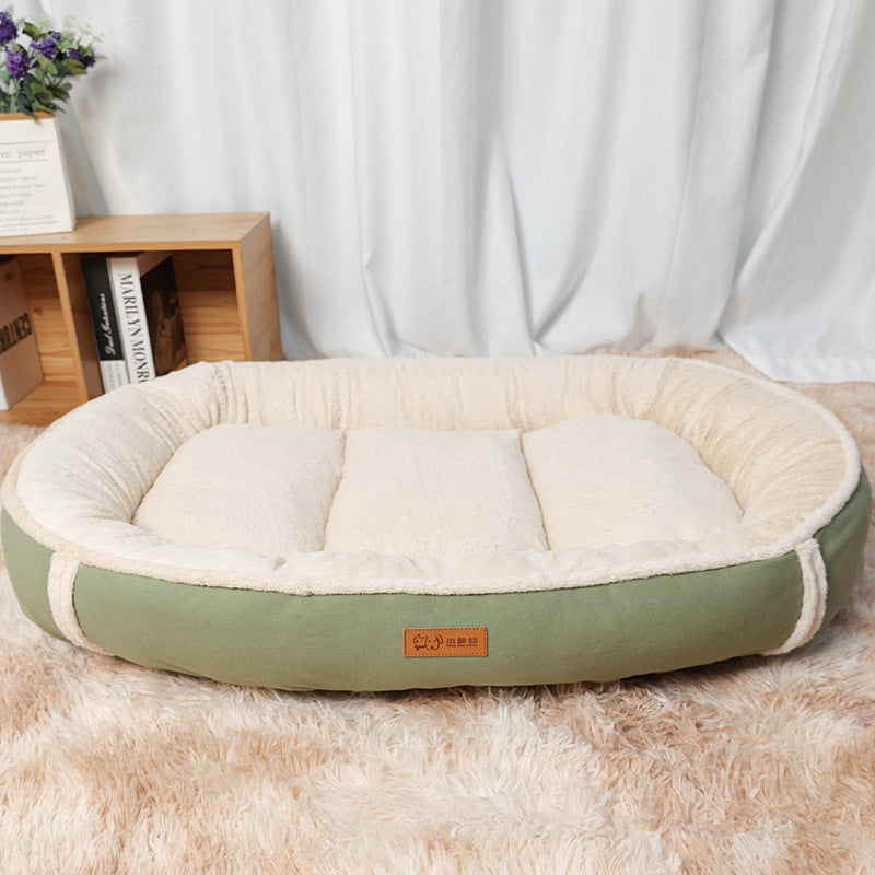 Linen Round Pet Bed Non-Slip Mat