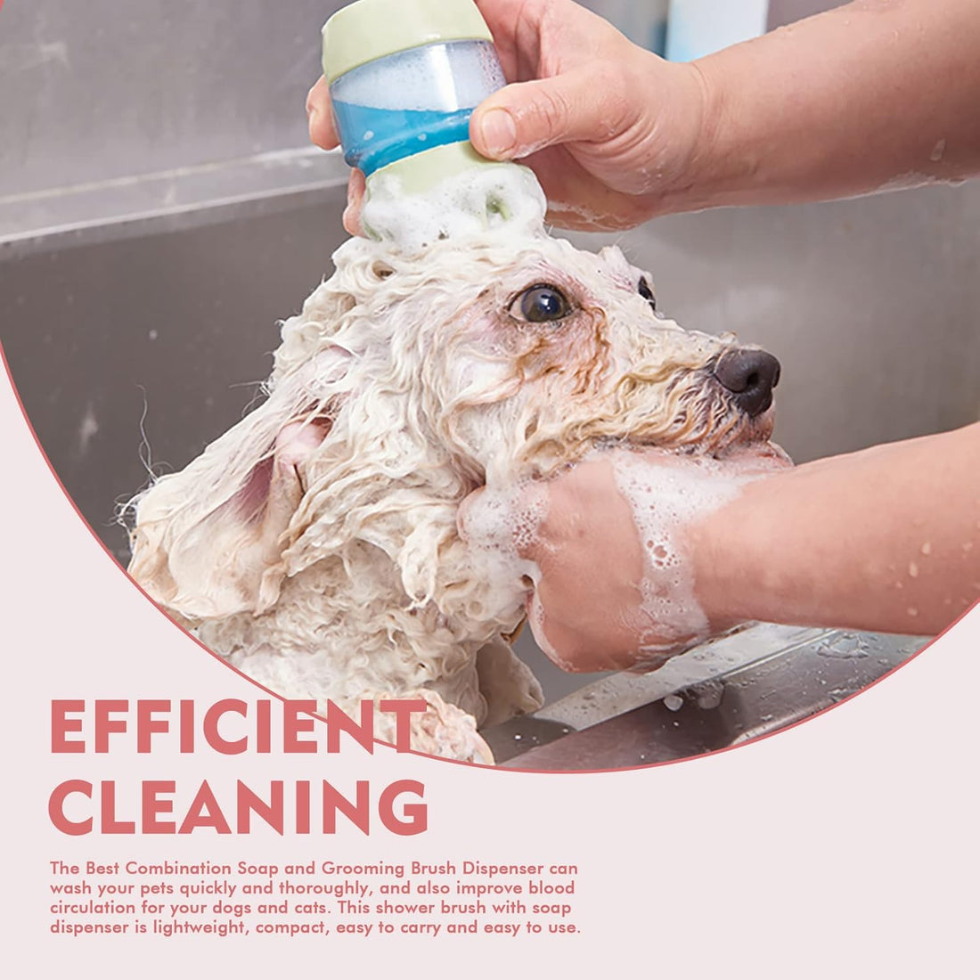 Pet Bath Grooming Brush With Dual Silicone Massage Heads