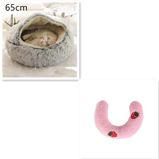 2-in-1 Round Plush Pet Winter Bed Soft Warm