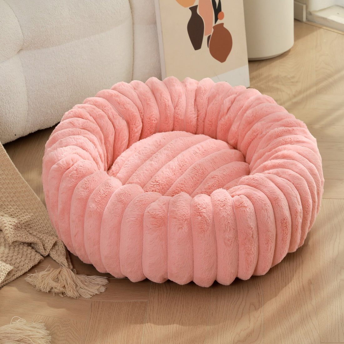 Plush Round Pet Nest Warm Winter Bed